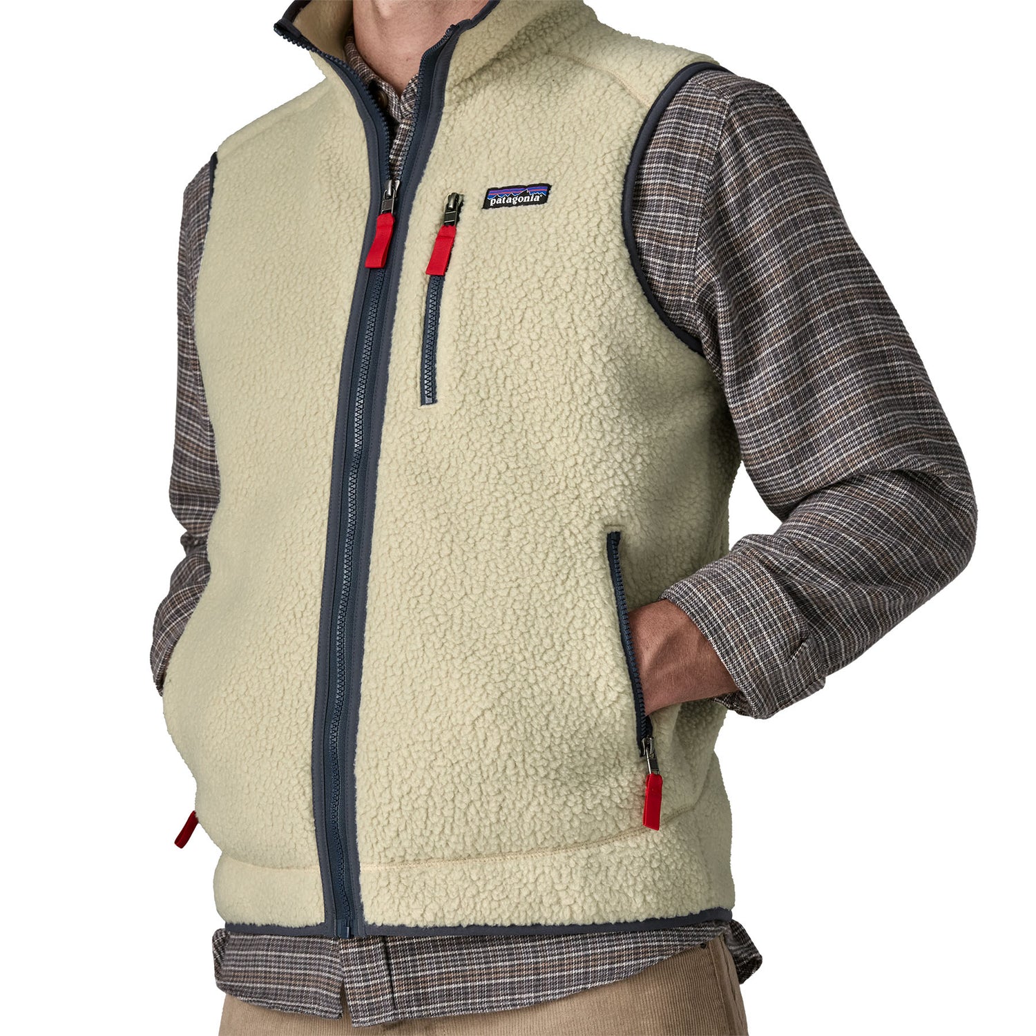 Patagonia M's Retro Pile Vest - Recycled polyester Pelican w Smolder Blue Jacket