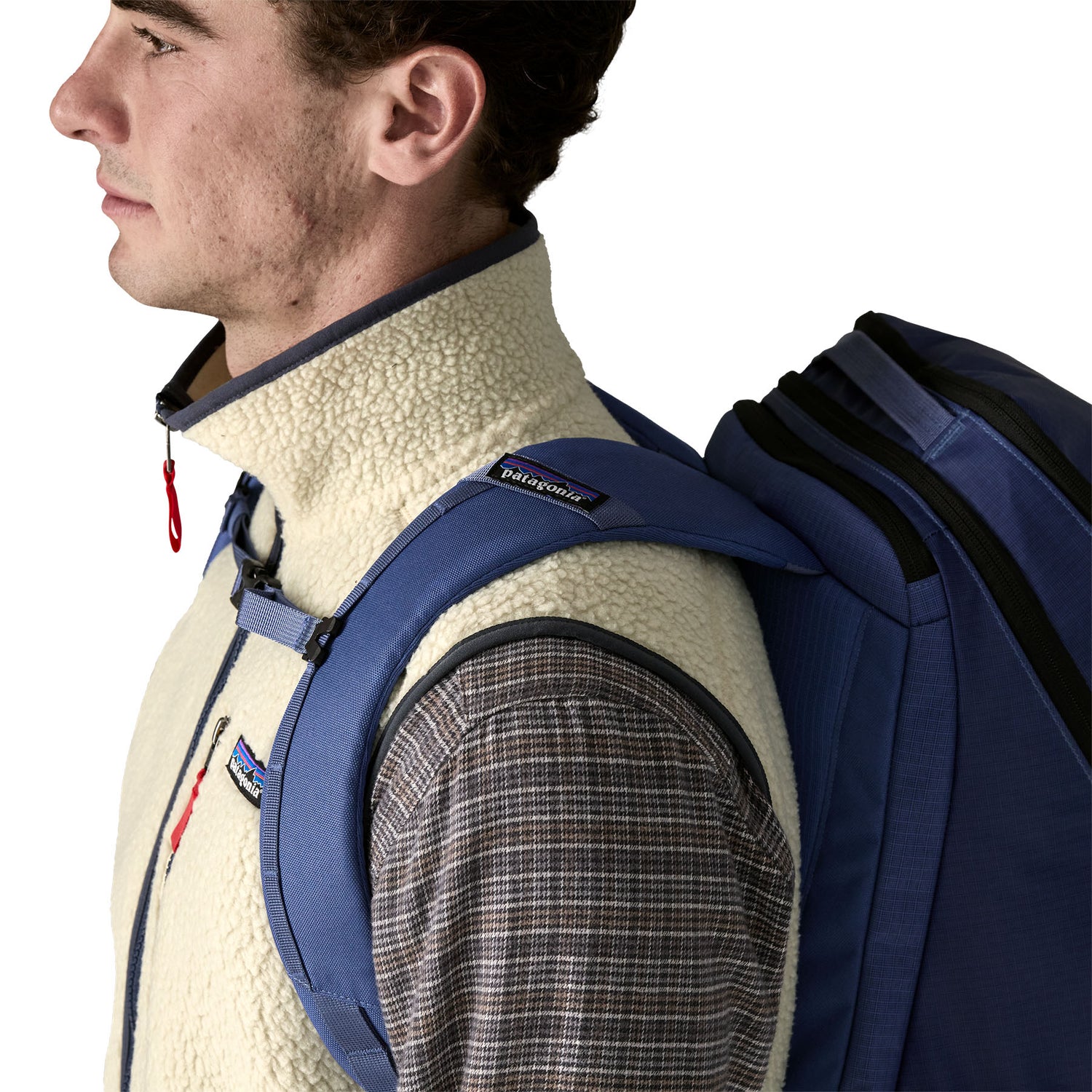 Patagonia M's Retro Pile Vest - Recycled polyester Pelican w Smolder Blue Jacket