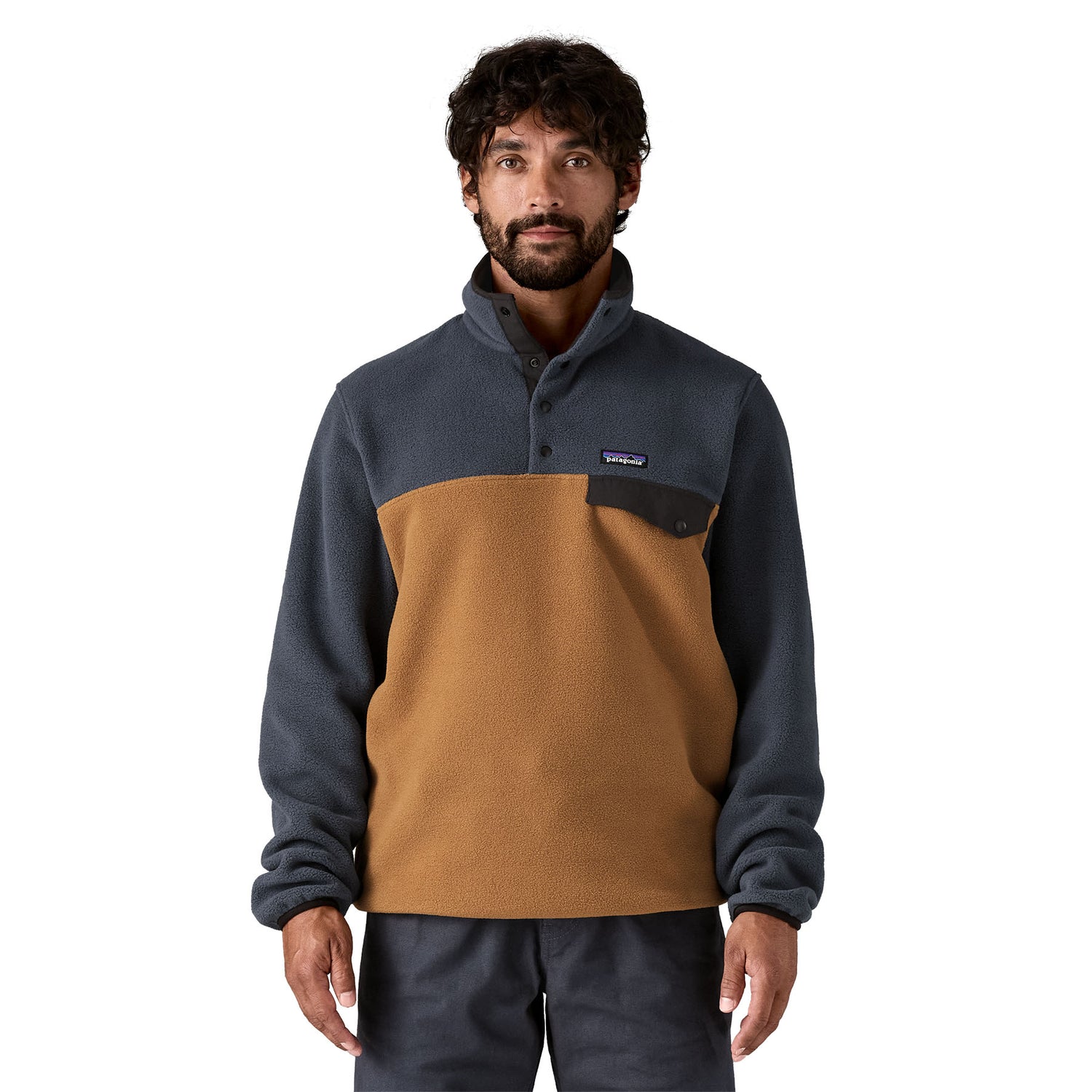 Patagonia M's LW Synch Snap-T Fleece Pullover - 100% Recycled Polyester Deer Brown Shirt
