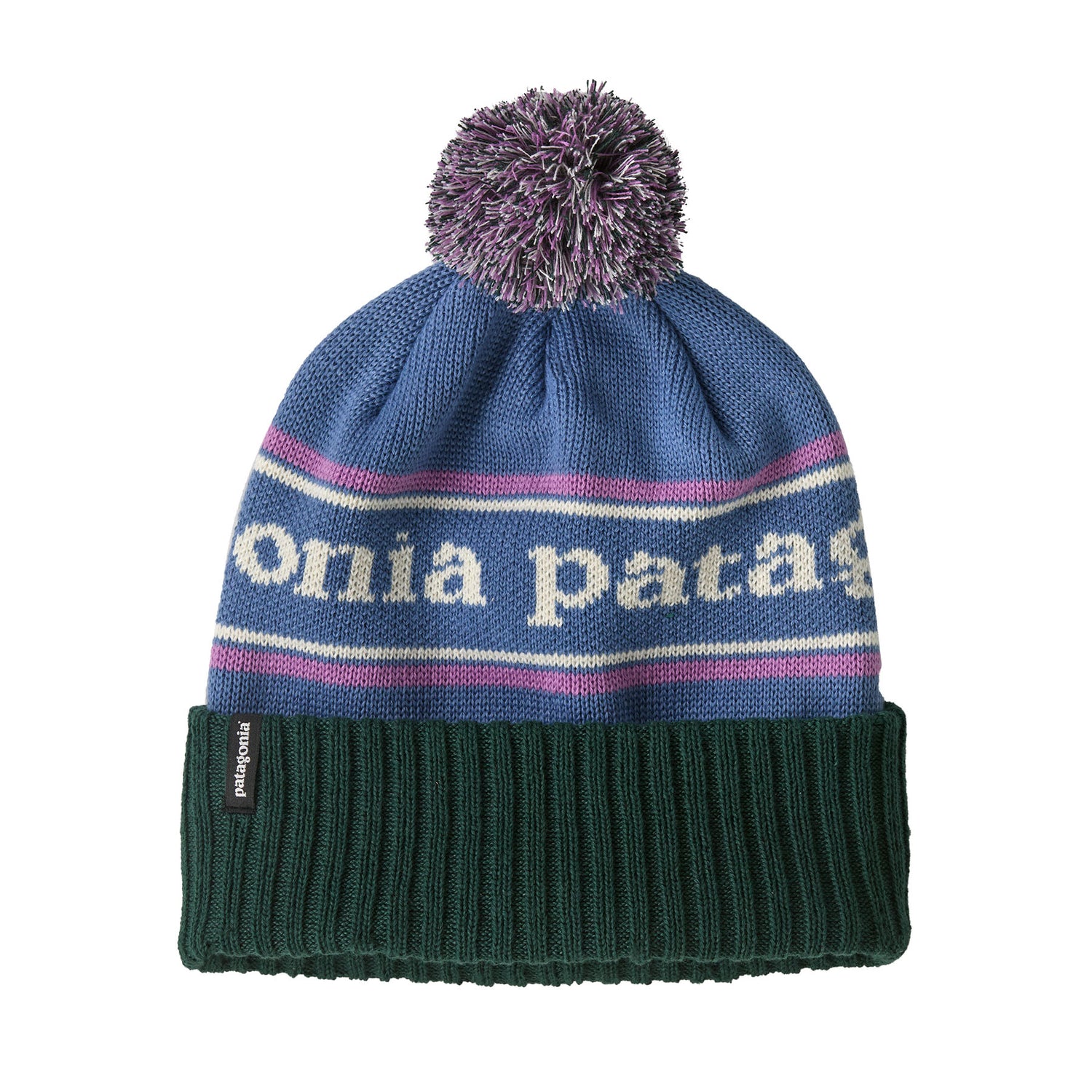 Patagonia Powder Town Beanie -100% Recycled Polyester Park Stripe: Barnacle Blue Headwear