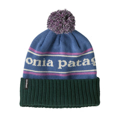 Patagonia Powder Town Beanie -100% Recycled Polyester Park Stripe: Barnacle Blue Headwear