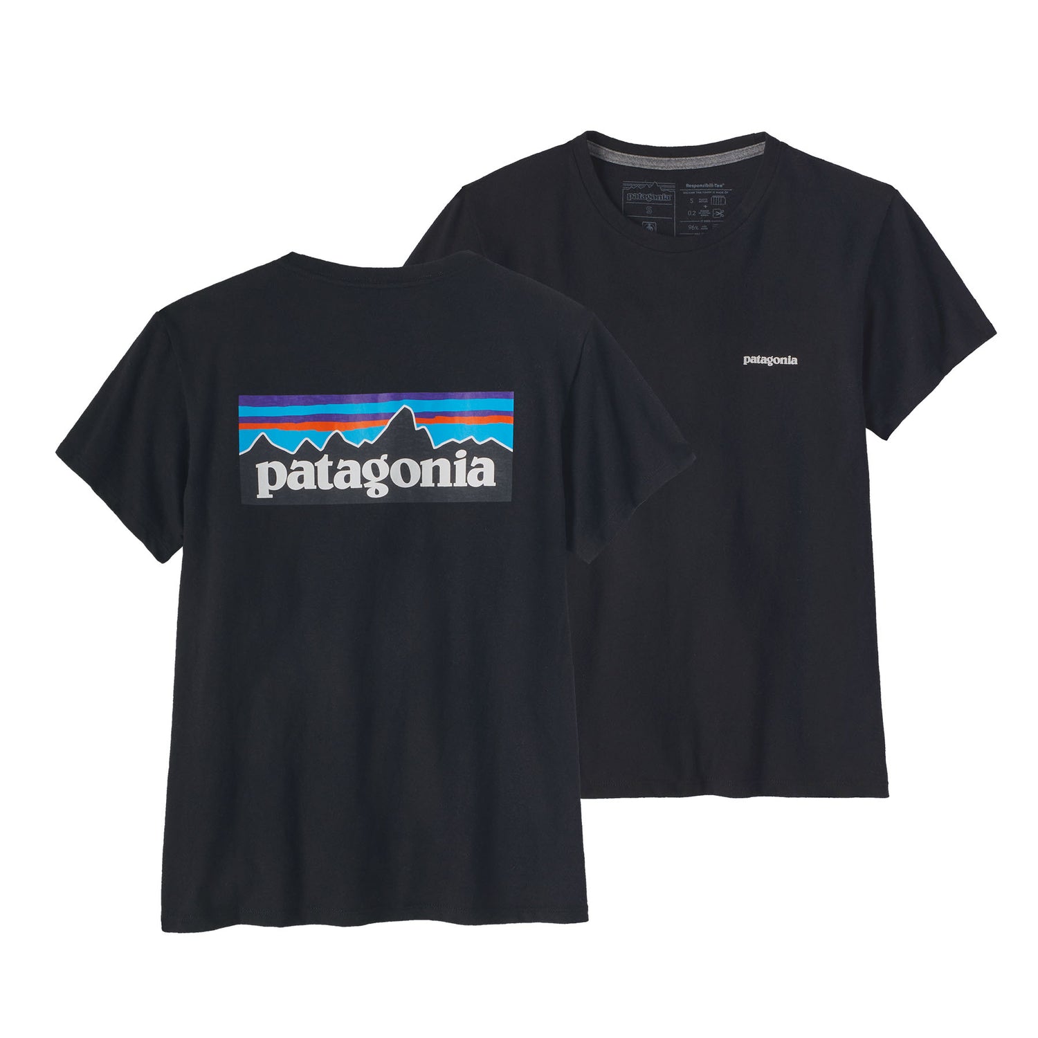 Patagonia W's P-6 Logo Responsibili-Tee - Recycled Cotton & Recycled Polyester Black Shirt