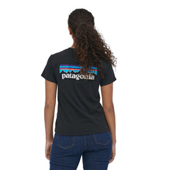 Patagonia W's P-6 Logo Responsibili-Tee - Recycled Cotton & Recycled Polyester Black Shirt
