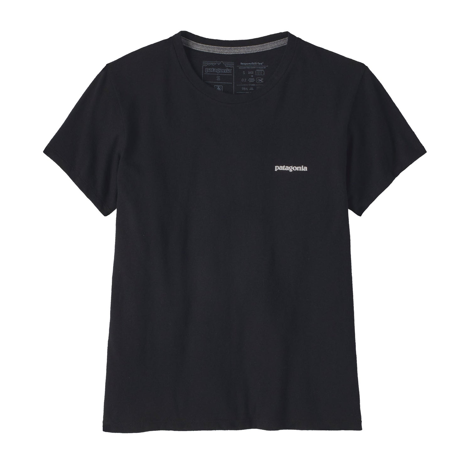 Patagonia W's P-6 Logo Responsibili-Tee - Recycled Cotton & Recycled Polyester Black Shirt