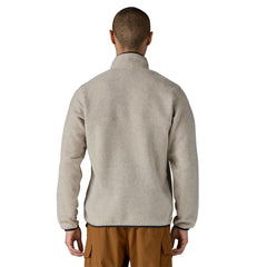 Patagonia M's LW Synch Snap-T Fleece Pullover - 100% Recycled Polyester Oatmeal Heather w Smolder Blue Shirt