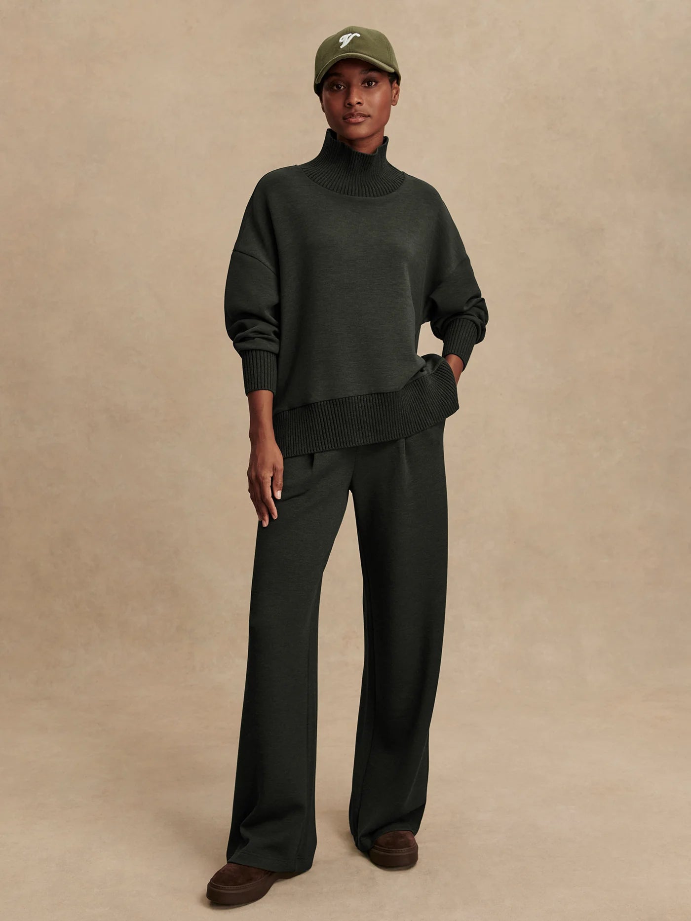 Varley Barker High-Neck Sweat Olive Marl Shirt