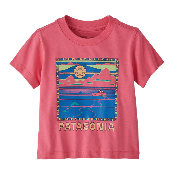 Kids Graphic T-Shirt - 100% Regenerative Organic Certified™ cotton Shirt Patagonia Summit Swell: Afternoon Pink 12M