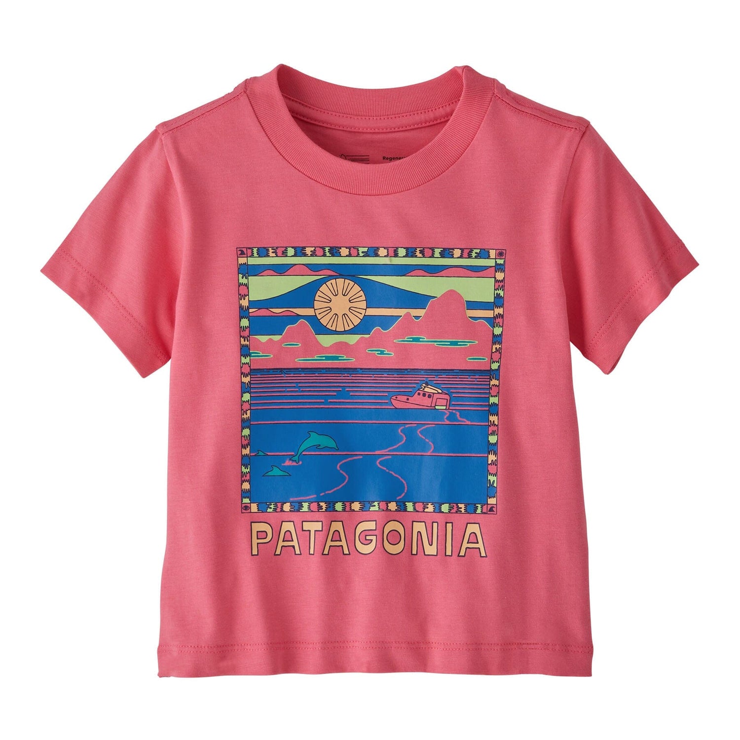 Patagonia Kids Graphic T-Shirt - 100% Regenerative Organic Certified™ cotton Summit Swell: Afternoon Pink Shirt