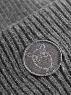 KnowledgeCotton Apparel Big Rib Beanie Dark Grey Melange Accessories