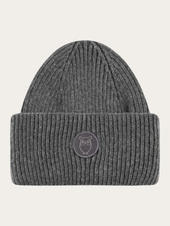 KnowledgeCotton Apparel Big Rib Beanie Dark Grey Melange Accessories
