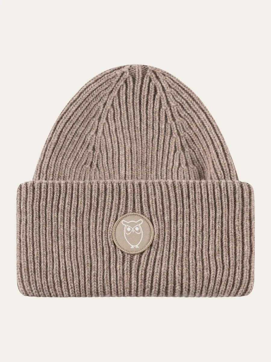KnowledgeCotton Apparel Big Rib Beanie Kelp Melange Accessories
