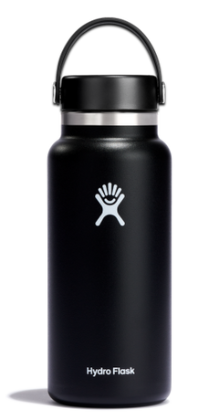 Hydro Flask Wide Mouth Bottle 0.94l/32oz - BPA free Stainless Steel Black Cutlery
