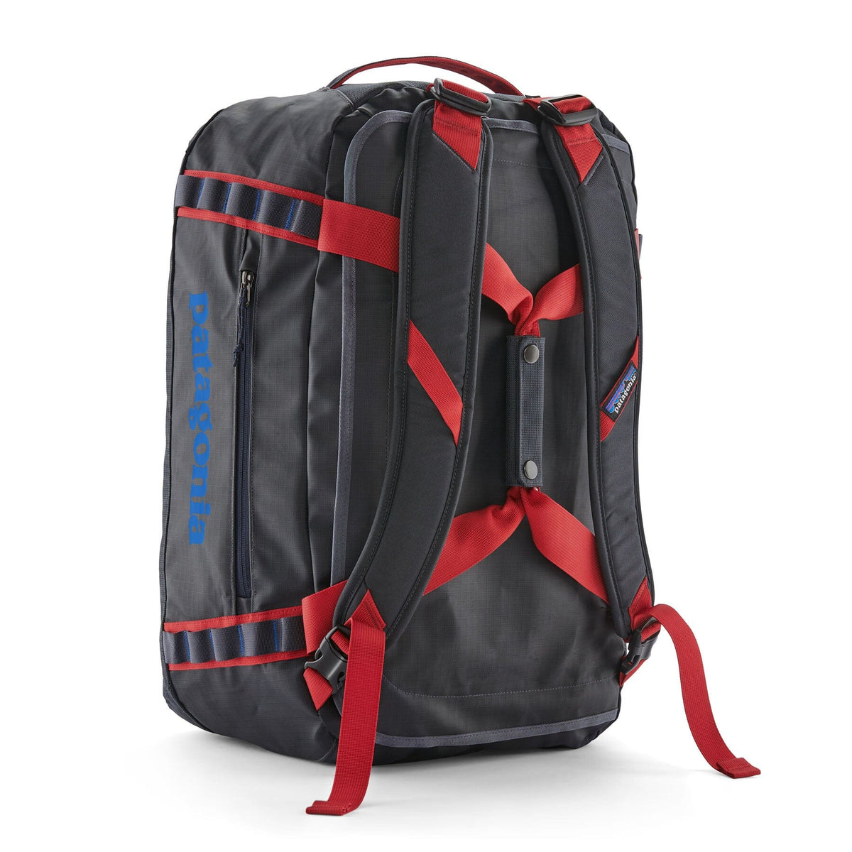 Patagonia Black Hole Duffel 40L - 100% postconsumer recycled polyester Smolder Blue w Amanita Red Bags