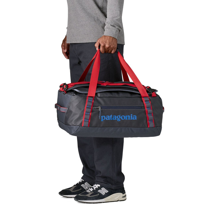 Patagonia Black Hole Duffel 40L - 100% postconsumer recycled polyester Smolder Blue w Amanita Red Bags