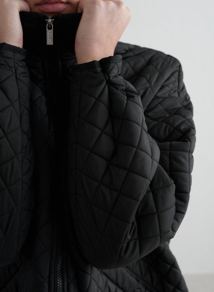 Black Oversized Quilted Jacket Outerwear Aimn 