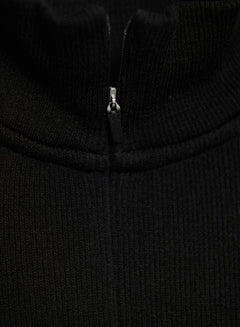Black Ribbed Wool Half zip Sweaters Aimn 