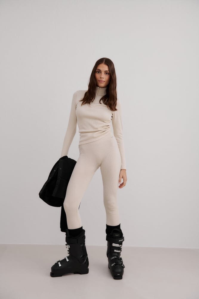 Black Ribbed Wool Leggings Tights Aimn Cafe Au Lait XS 