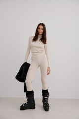 Black Ribbed Wool Leggings Tights Aimn Cafe Au Lait XS 