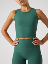 Borg Ribbed Cropped Tank Top - Mallard Green