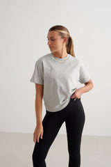 Boxy T-Shirt Tops Aimn Grey Melange S
