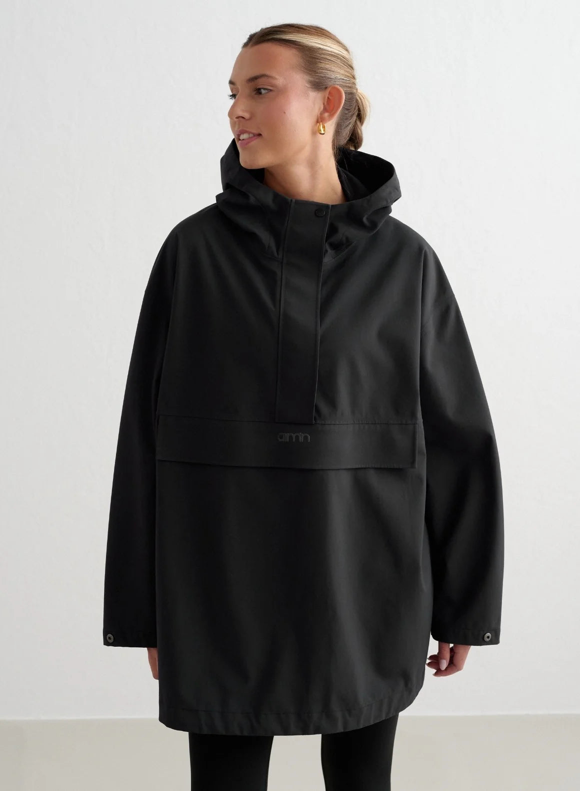 Aimn Waterproof Oversized Anorak Black Outerwear