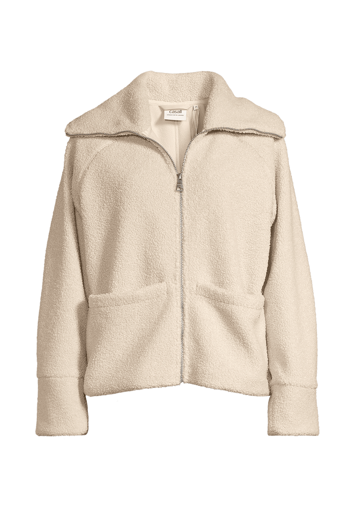 Casall Sherpa Short Zip Jacket Ecru Fleece Jackets Casall