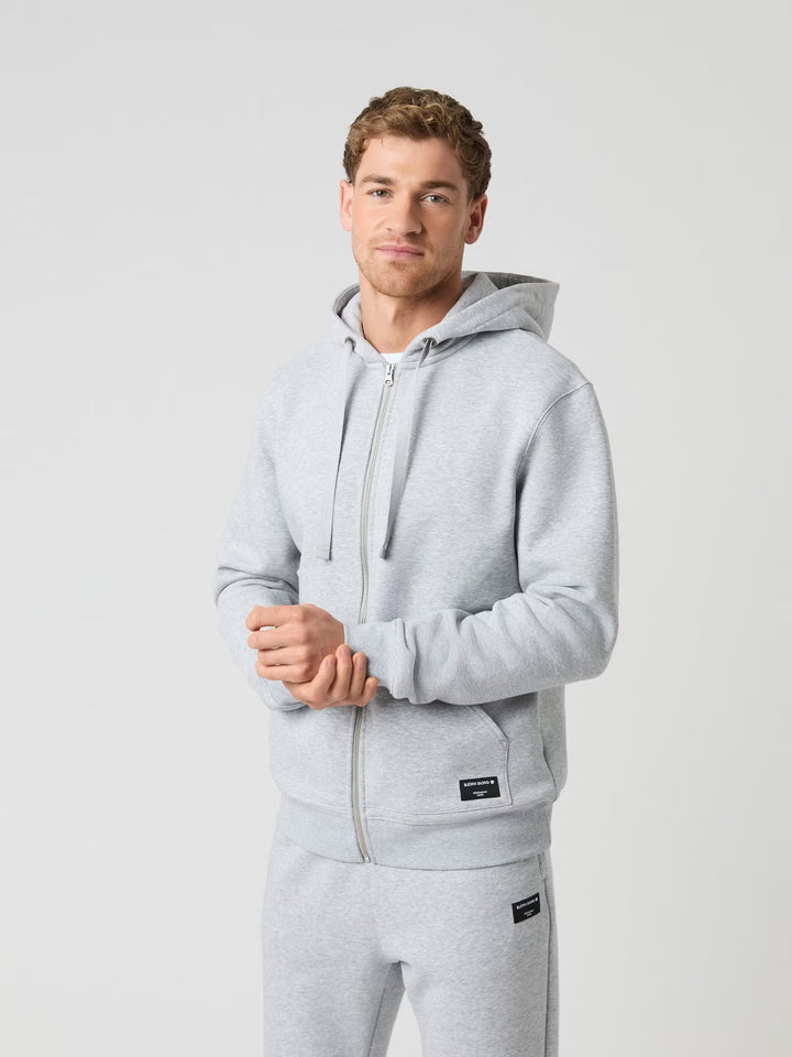 Centre Zip Hoodie Shirt Björn Borg Light Grey Melange S