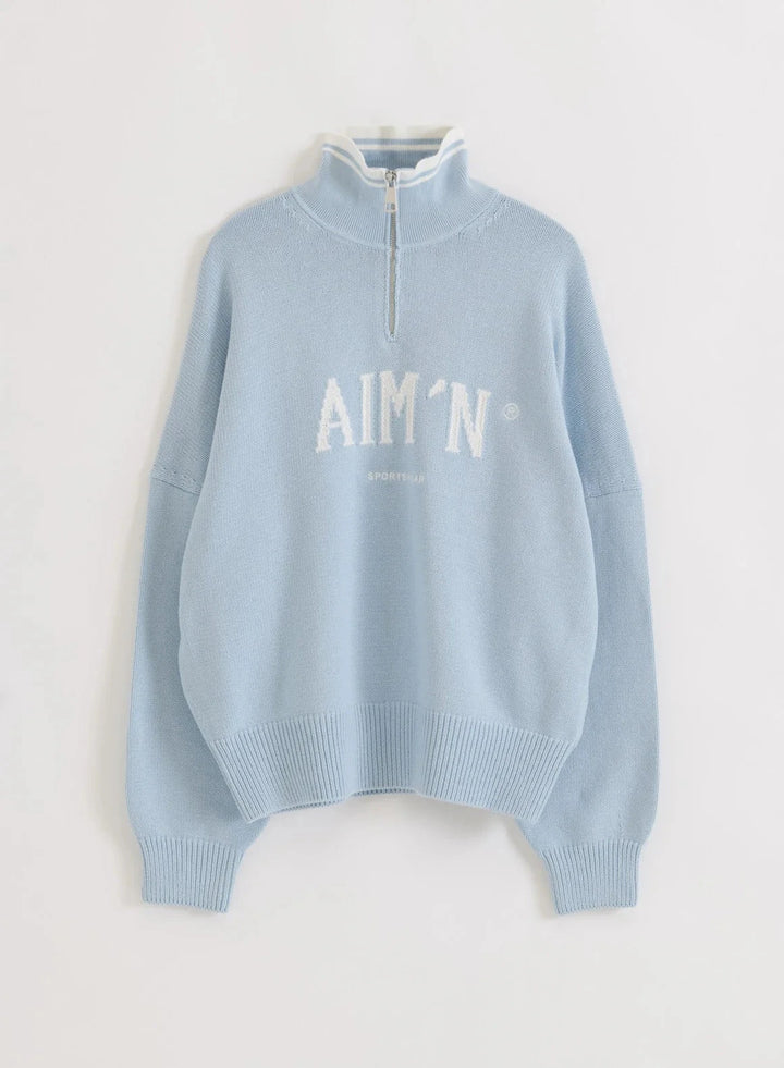 College Knitted Half Zip Sweaters Aimn 