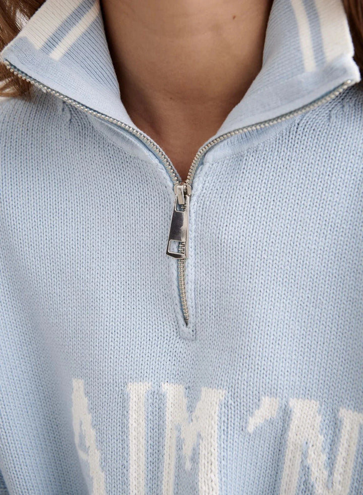 College Knitted Half Zip Sweaters Aimn 