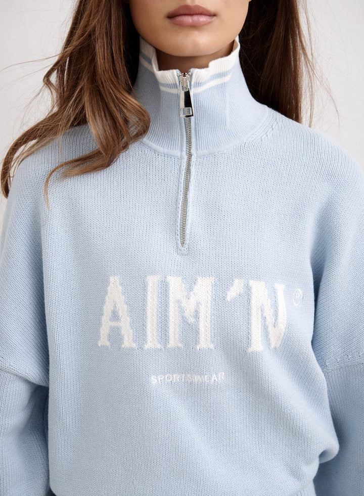 College Knitted Half Zip Sweaters Aimn 