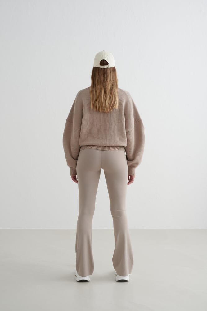 Aimn College Knitted Half Zip Dark Clay Sweaters