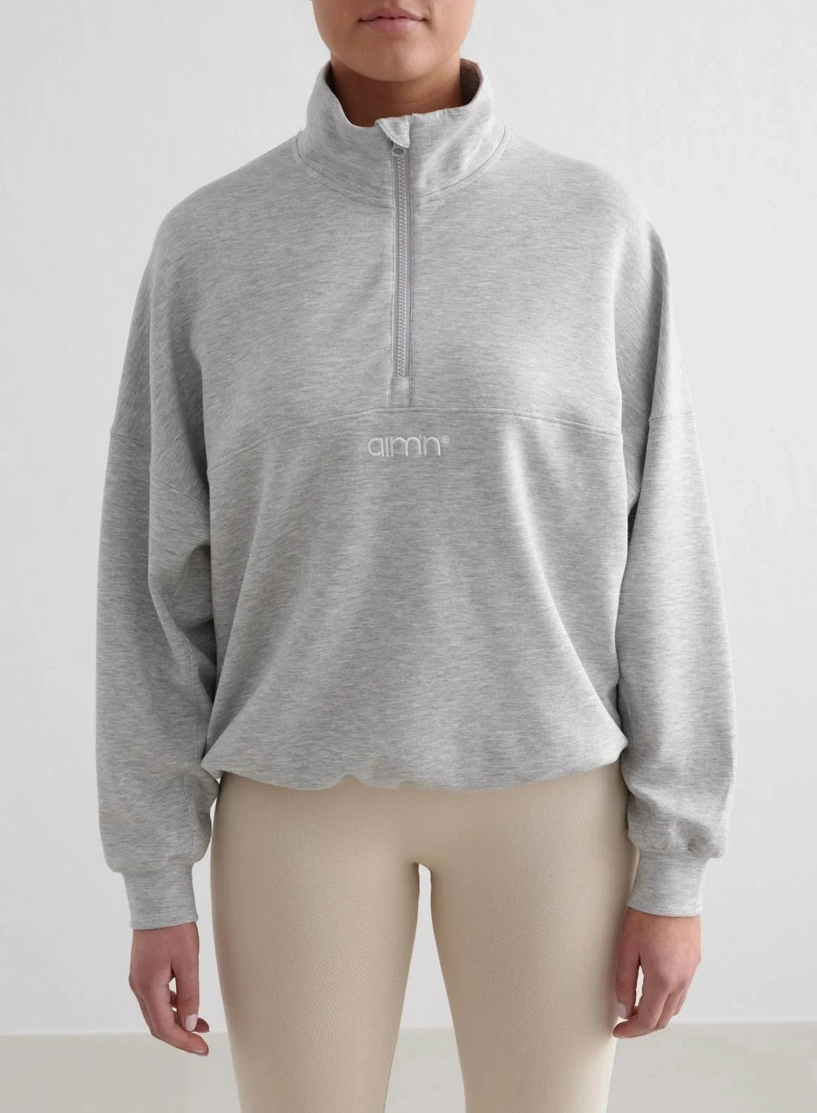 Comfy Modal Half Zip Sweaters Aimn Light Grey Melange S 