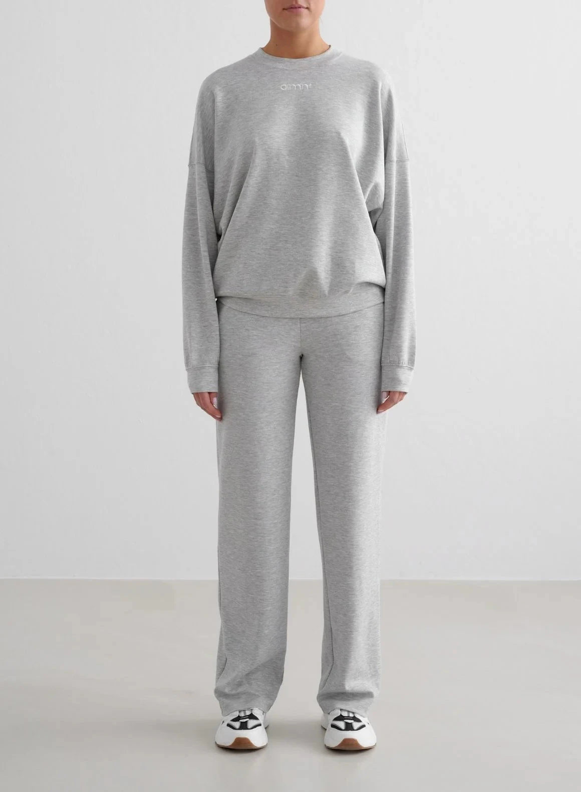 Aimn Comfy Modal Wide Pants Light grey melange Pants