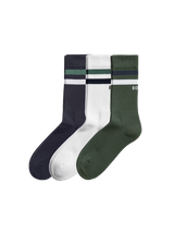 Core Crew-strumpor 3-pack - Vit/Grön/Blå