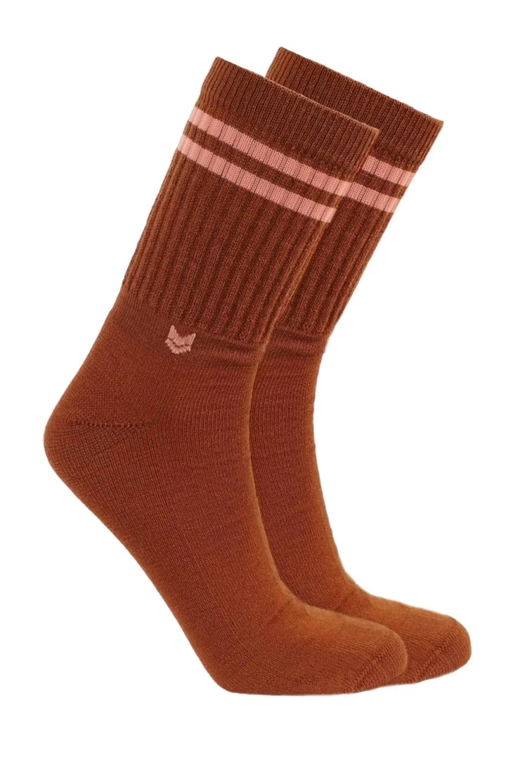 Crew Sock - Merino Wool Socks VAI-KØ Caramel Brown/Peach 35-38