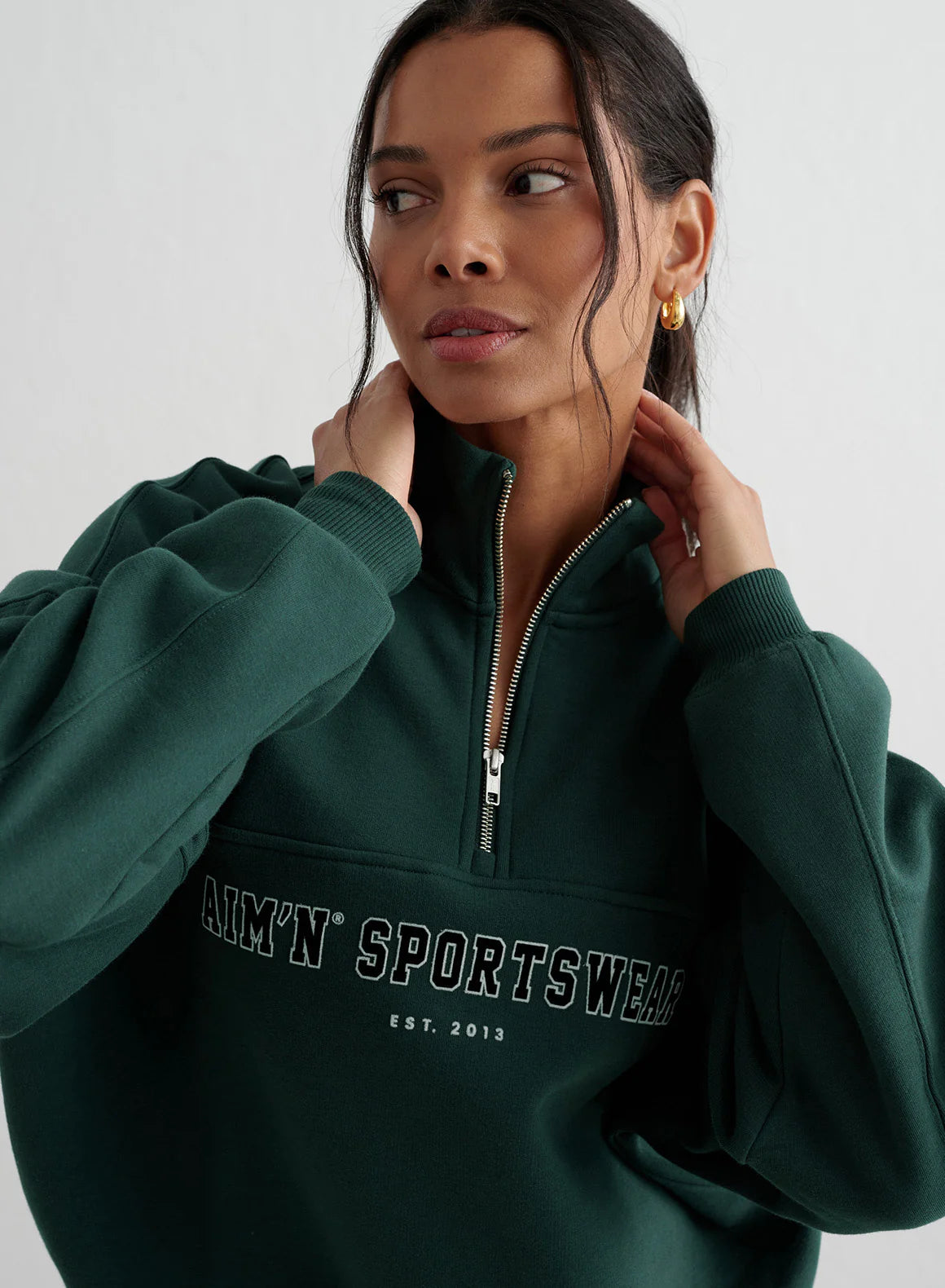 Aimn - Varsity Sweat Half Zip - Weekendbee - sustainable sportswear