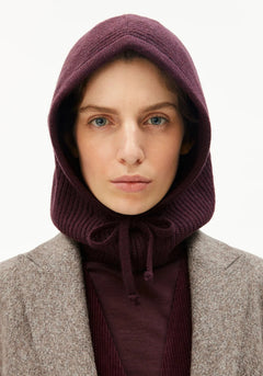 Deaata Wool Hood Headwear Armedangels Dark Cranberry 