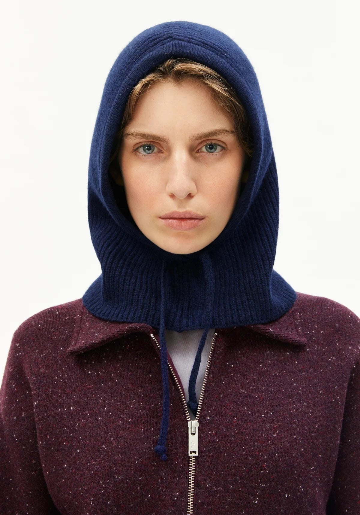 Deaata Wool Hood Headwear Armedangels Tinted Navy 