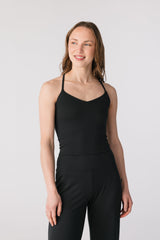 Float Ballet V-neck Tank Top - Black