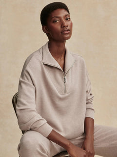 Varley Hawley Half-Zip Sweat Taupe Marl Shirt