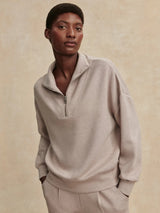 Varley Hawley Half-Zip Sweat Taupe Marl Shirt