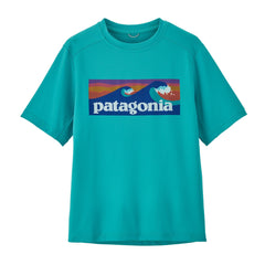Patagonia Kids Cap SW T-Shirt - Recycled polyester & polyester Boardshort Logo: Subtidal Blue Shirt