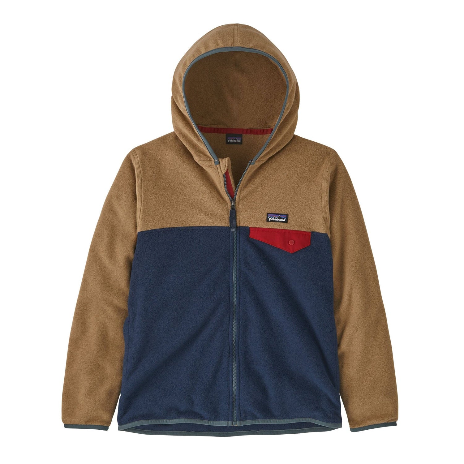 Patagonia Kids Micro D Snap-T Jacket - 100% recycled polyester New Navy w/Grayling Brown Jacket