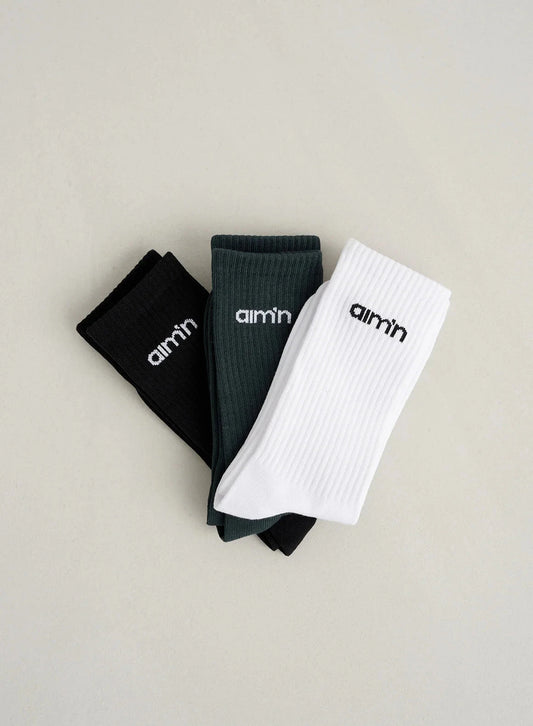 Aimn Logo Socks 3-Pack Deep Emerald Accessories