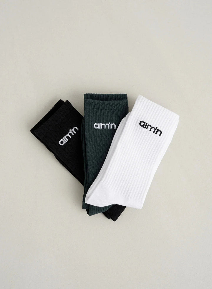 Logo Socks 3-Pack Accessories Aimn Deep Emerald 36-38