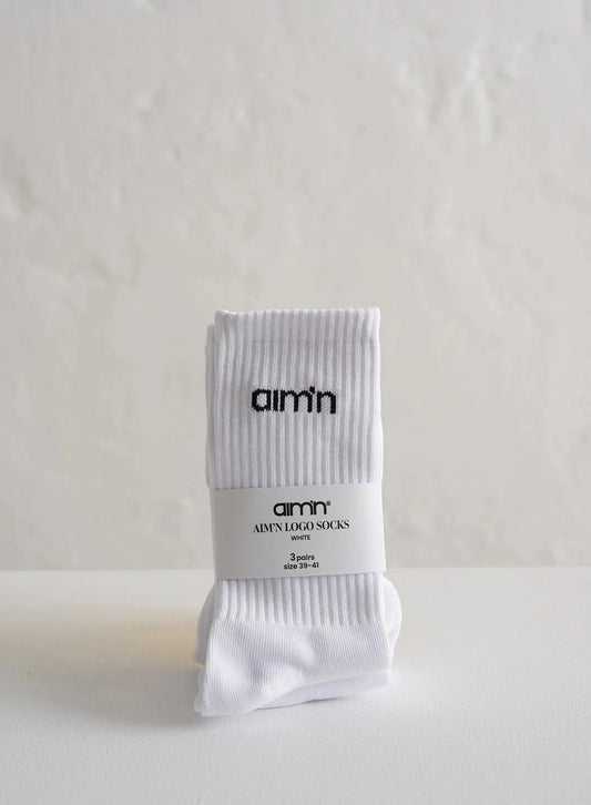 Logo Socks 3-Pack Accessories Aimn White 36-38 