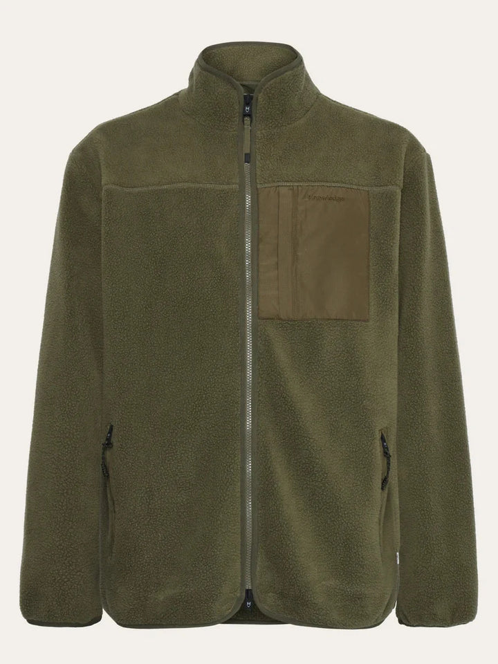 Loose Fit Zip Fleece Fleece Jackets KnowledgeCotton Apparel Burned Olive S