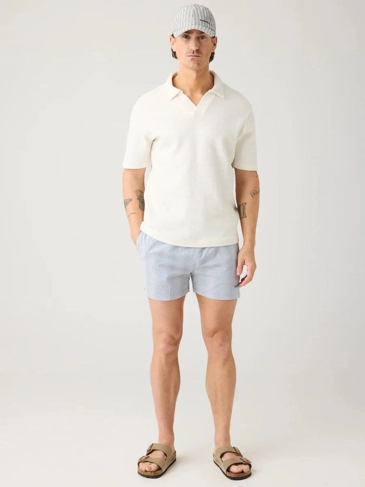 Mid-thigh Seersucker Swimshorts Swimwear KnowledgeCotton Apparel 