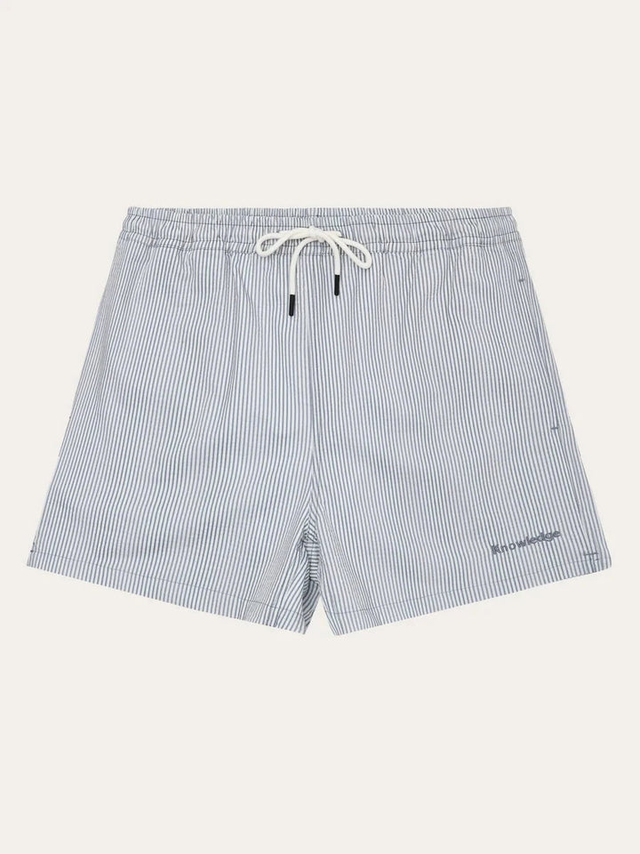 Mid-thigh Seersucker Swimshorts Swimwear KnowledgeCotton Apparel 