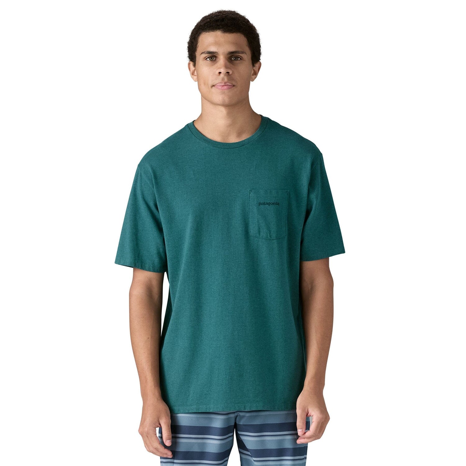 Patagonia M's Boardshort Logo Pocket Responsibili-Tee - Recycled Cotton & Recycled Polyester Wetland Blue Shirt